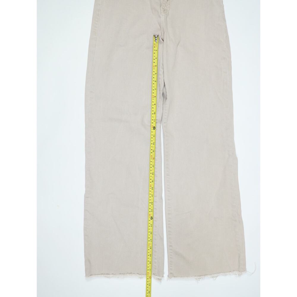 Good American Good Ease Relaxed Jean 0/25 Khaki Beige Raw Hem Wide Leg High Rise - Picture 9 of 14